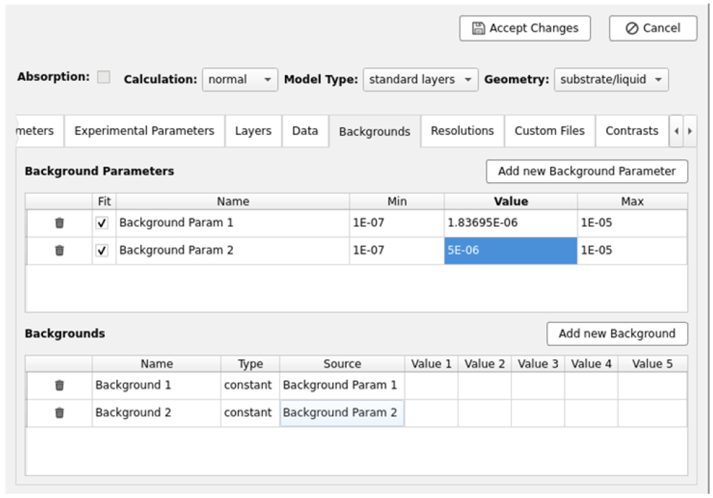 Adding a Background Parameter in the Background Tab